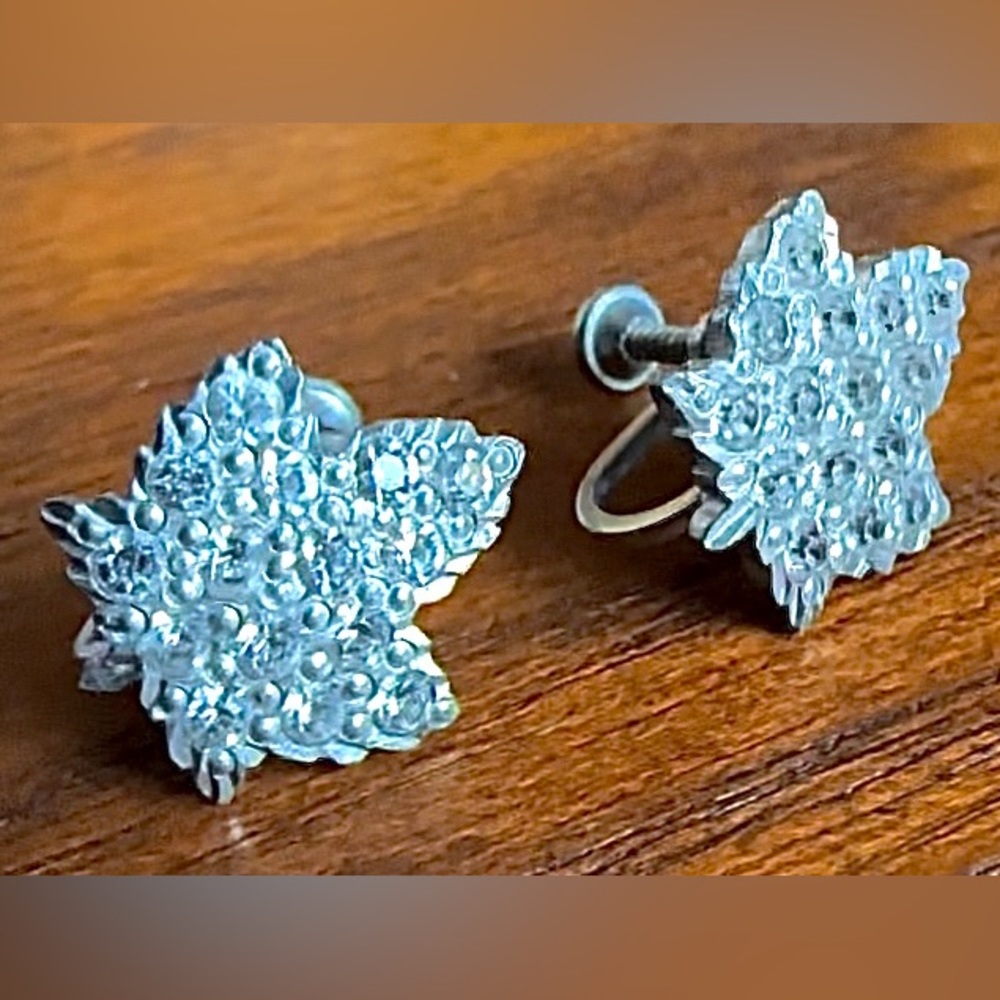 Art Deco 40’s Designer Pave Twinkle Star Screw Back Earrings
